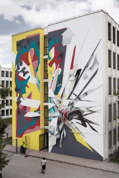 Daniel Man, Mirko Reisser (DAIM) | ''Layermania'' | SCALE Wall Art Munich at former Siemens Campus, Munich-Obersendling / Germany | 2017 | © The artists | Courtesy: PAT ART LAB / PATRIZIA KinderHaus-Stiftung | Photo: MRpro