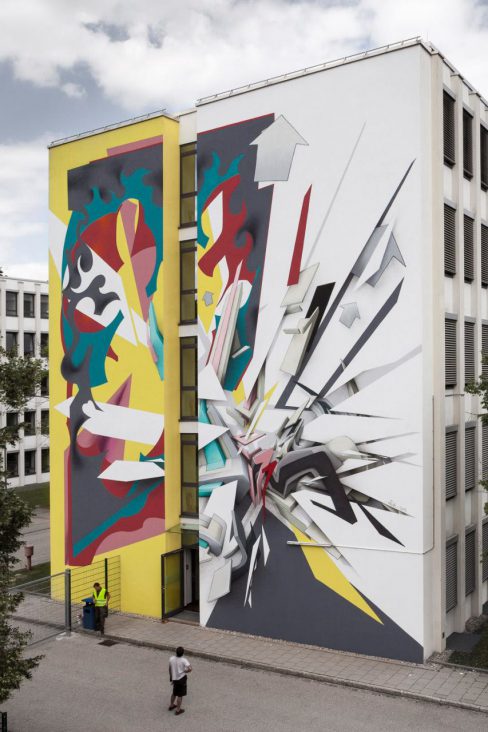 Daniel Man, Mirko Reisser (DAIM) | ''Layermania'' | SCALE Wall Art Munich at former Siemens Campus, Munich-Obersendling / Germany | 2017 | © The artists | Courtesy: PAT ART LAB / PATRIZIA KinderHaus-Stiftung | Photo: MRpro