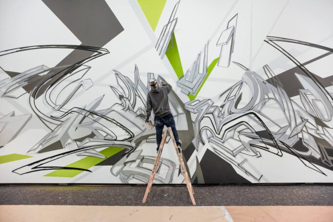 making of "DAIMmonomania" | Exhibitionview: "Mirko Reisser (DAIM) | monomania", zone contemporaine, Bern, 2014 | © Mirko Reisser (DAIM) | Courtesy: zone contemporaine / ReinkingProjekte | Photo: Christian Brodak (brophoto.de)