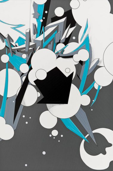 Mirko Reisser (DAIM) | "Up and around in the Sky - Serie 2, board 1" | Tape on honeycomb sandwich board | 150 x 100 cm | 2011 | © Mirko Reisser (DAIM) | Photo: MRpro