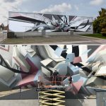 Mirko Reisser (DAIM) | ''DAIM - coming out Næstved'' | Spraypaint and facade paint on concrete wall | 7,6 x 41 m / 299.21 x 1614.17 inch | Næstved / Denmark | 2018 | © Mirko Reisser (DAIM) | Courtesy: NÆSTVED KUNSTBY | Photo: MRpro & Claus Pedersen